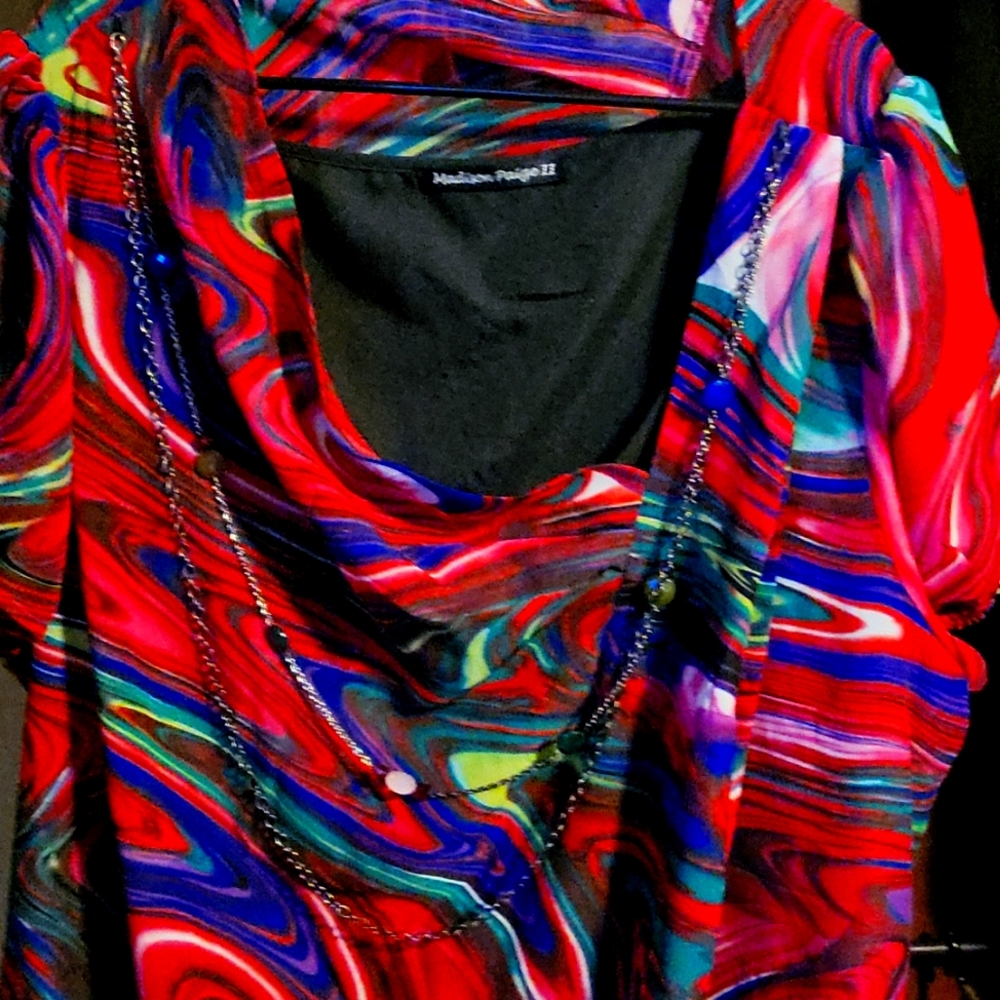 Multi color dress with attached necklace